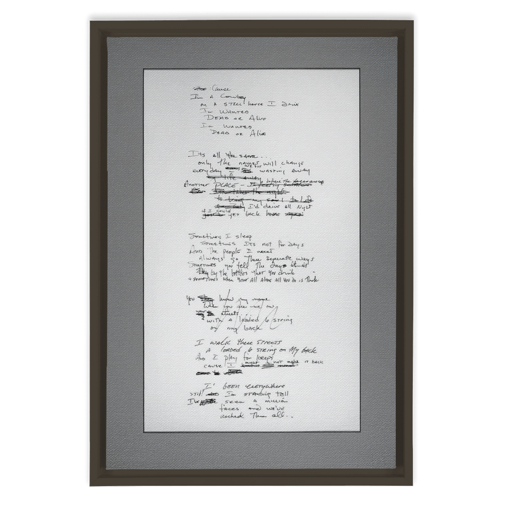 "Wanted Dead Or Alive" Lyric Framed Canvas