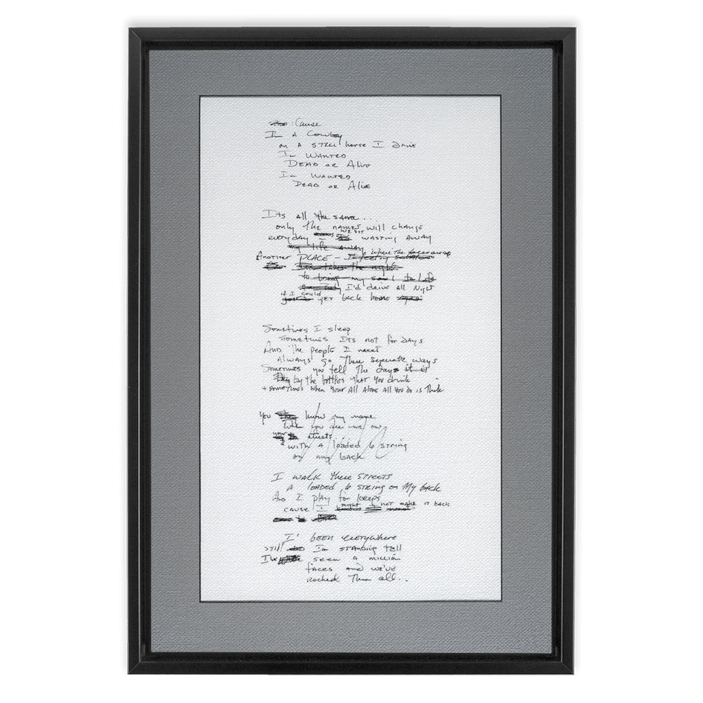"Wanted Dead Or Alive" Lyric Framed Canvas