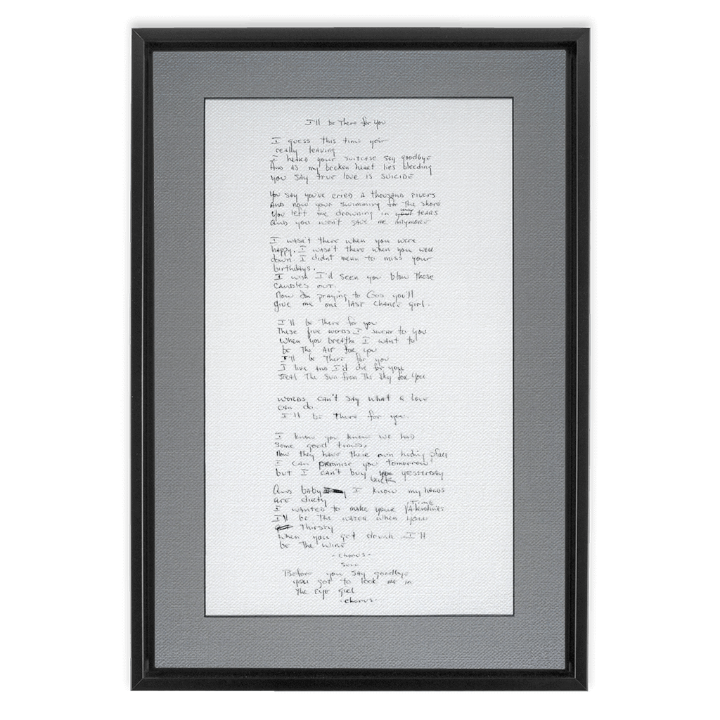 "I'll Be There For You" Lyric Framed Canvas