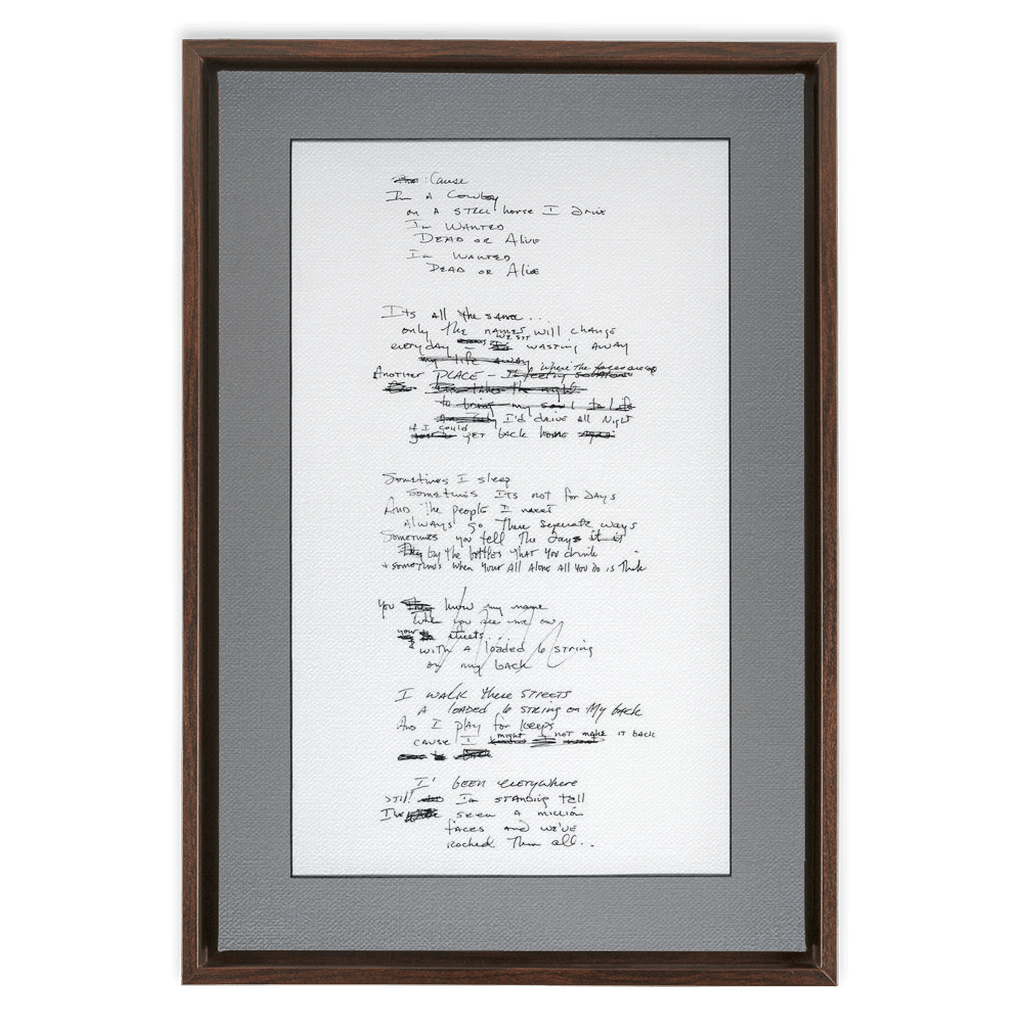 "Wanted Dead Or Alive" Lyric Framed Canvas