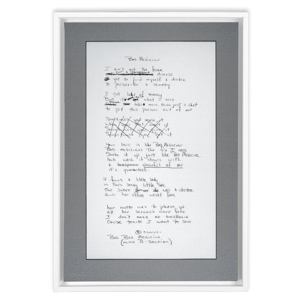 "Bad Medicine" Lyric Framed Canvas