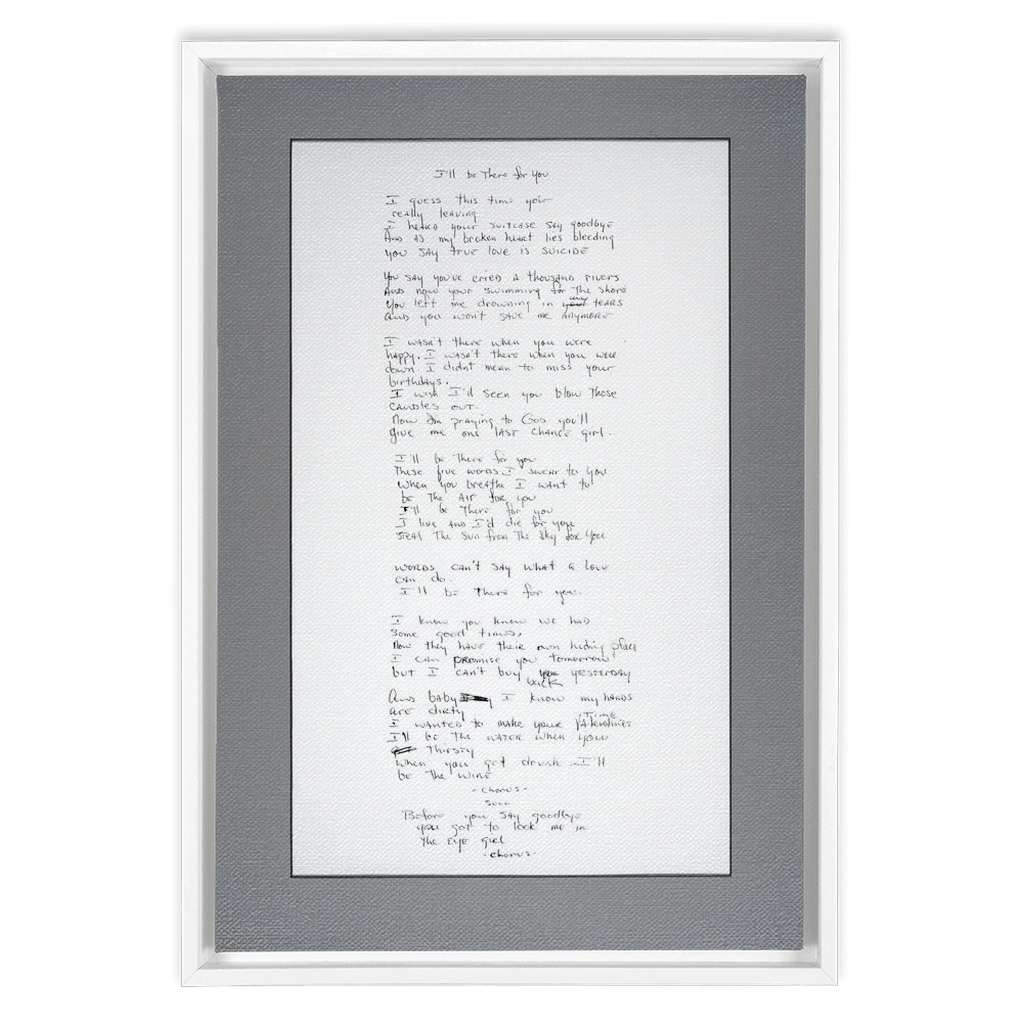"I'll Be There For You" Lyric Framed Canvas