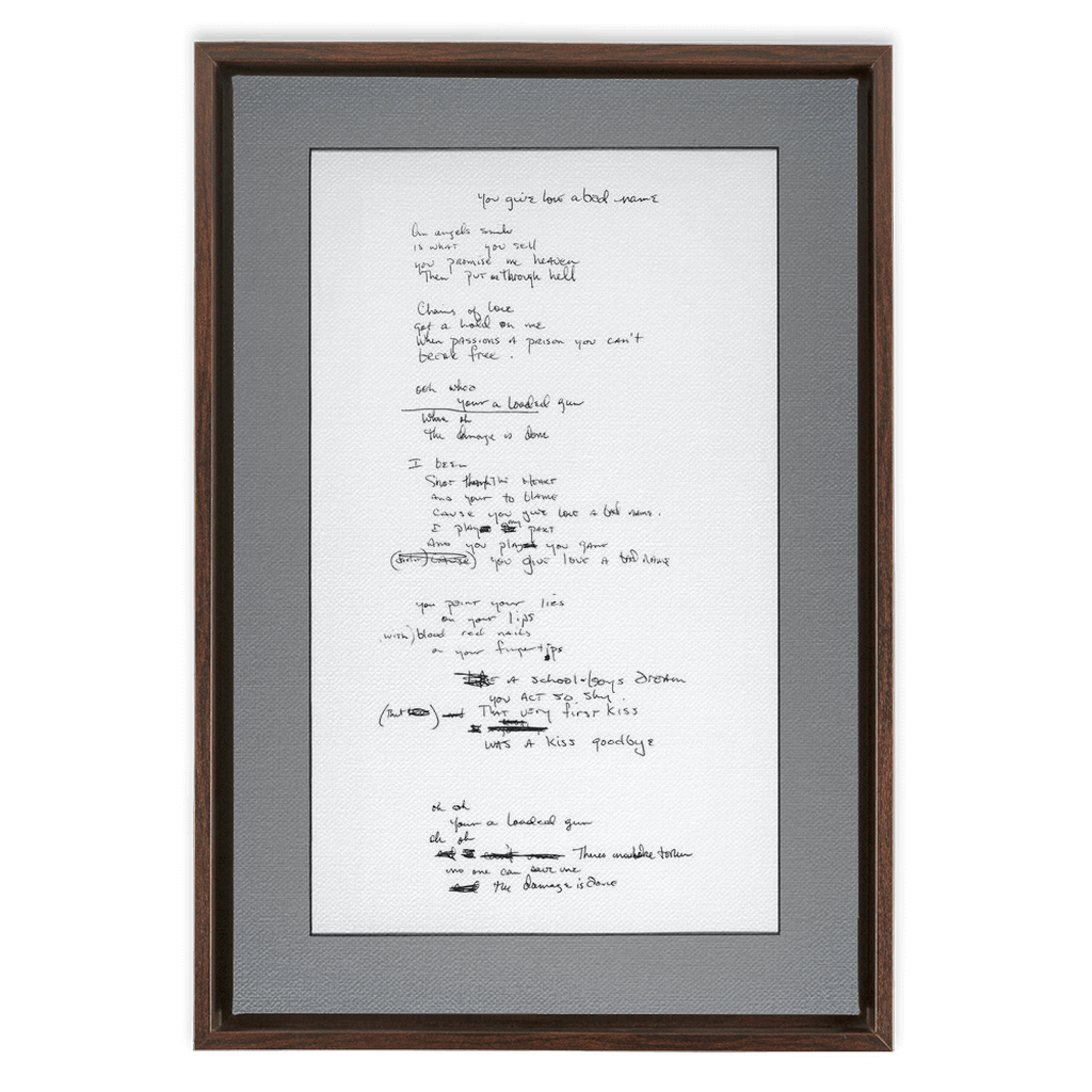 "You Give Love A Bad Name" Lyric Framed Canvas