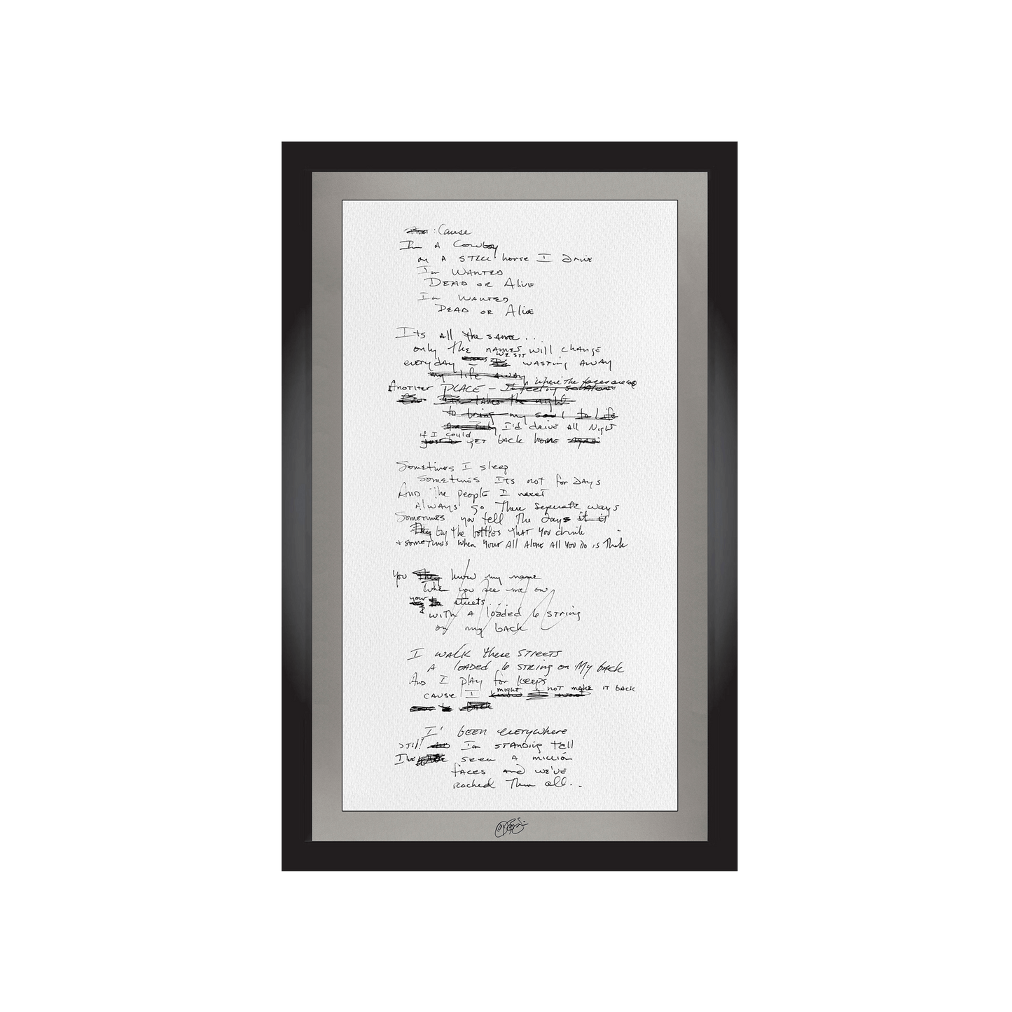 "Wanted Dead Or Alive" Lyrics (Signed)
