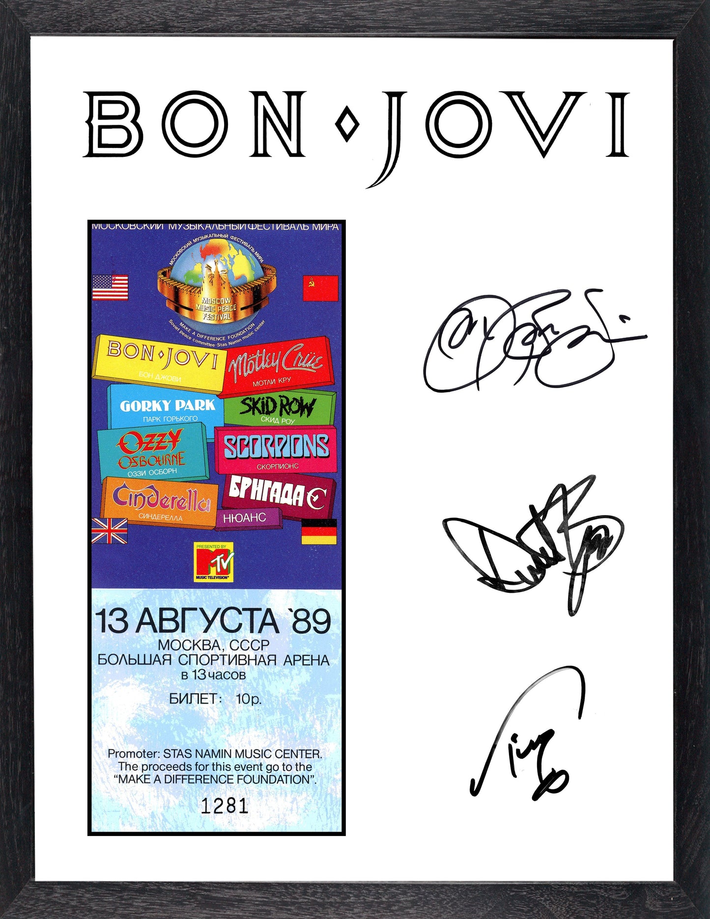 Moscow Music Peace Festival 1989 Original Ticket (signed)