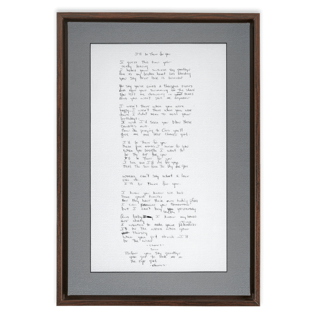 "I'll Be There For You" Lyric Framed Canvas