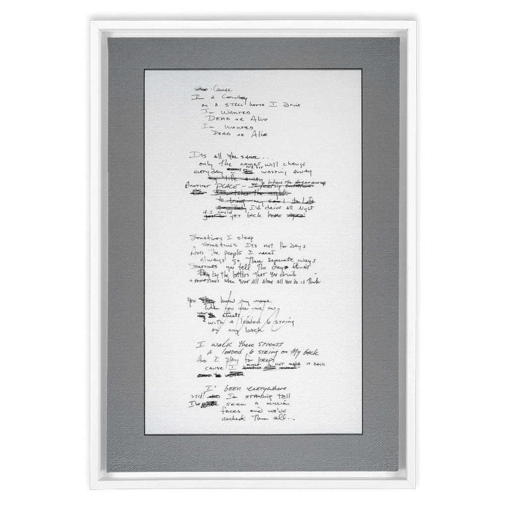 "Wanted Dead Or Alive" Lyric Framed Canvas