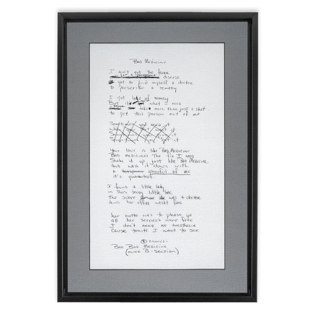 "Bad Medicine" Lyric Framed Canvas