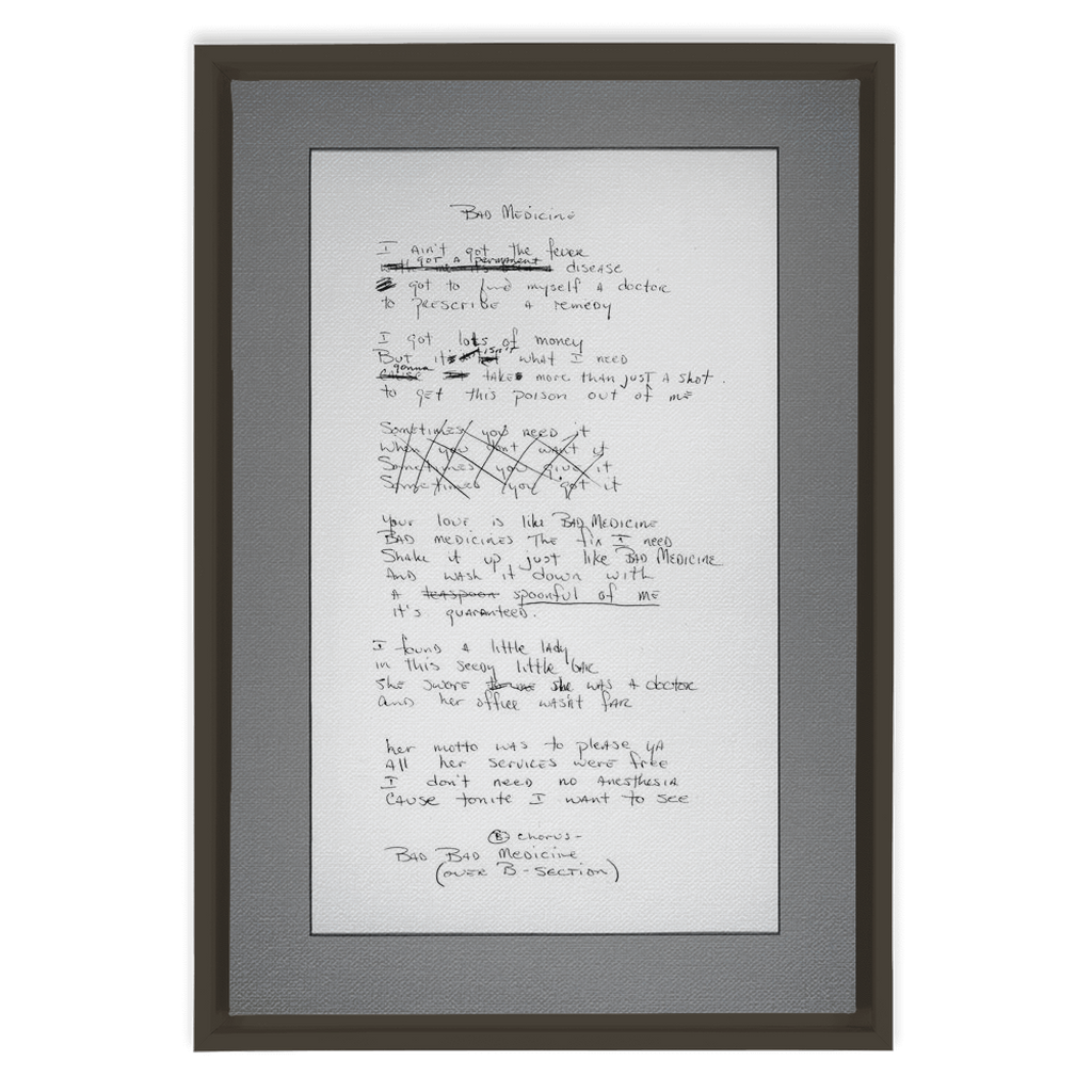 "Bad Medicine" Lyric Framed Canvas