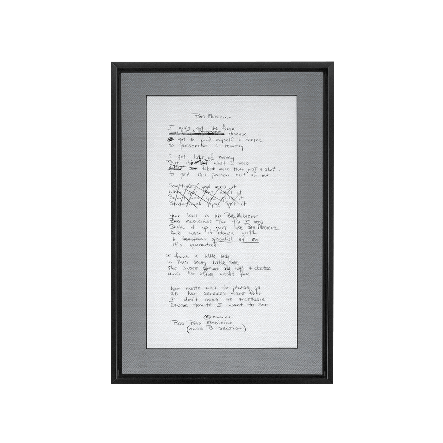 "Bad Medicine" Lyric Framed Canvas