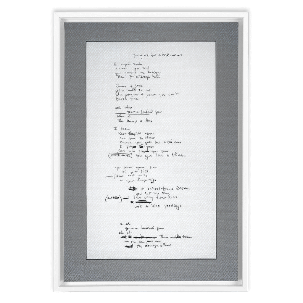 "You Give Love A Bad Name" Lyric Framed Canvas