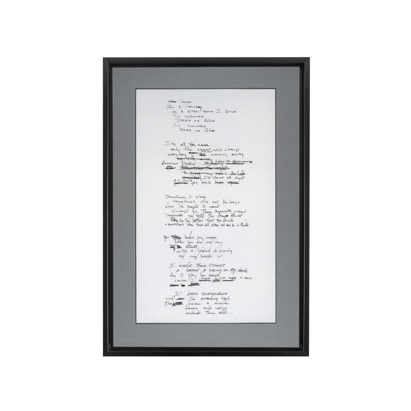 "Wanted Dead Or Alive" Lyric Framed Canvas