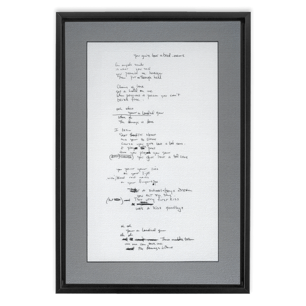 "You Give Love A Bad Name" Lyric Framed Canvas