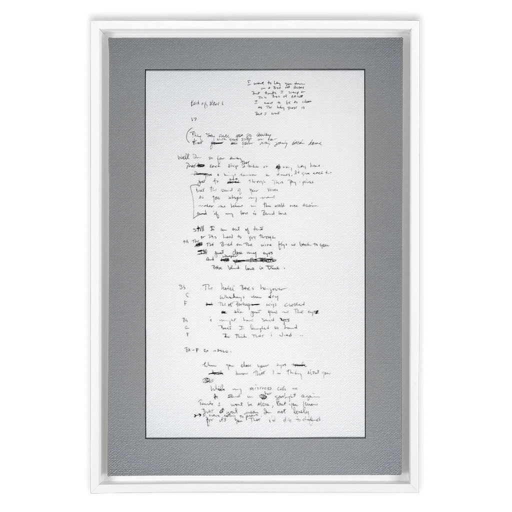 "Bed Of Roses" Lyric Framed Canvas