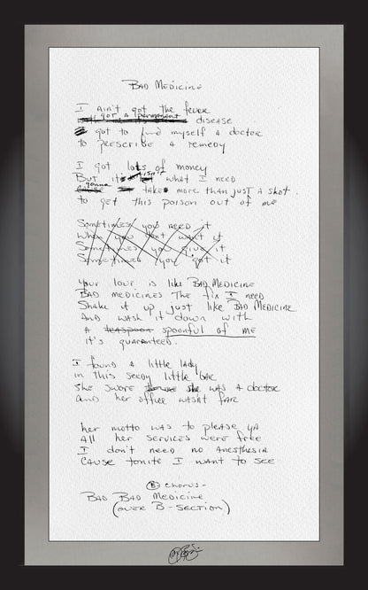 "Bad Medicine" Lyrics (Signed)