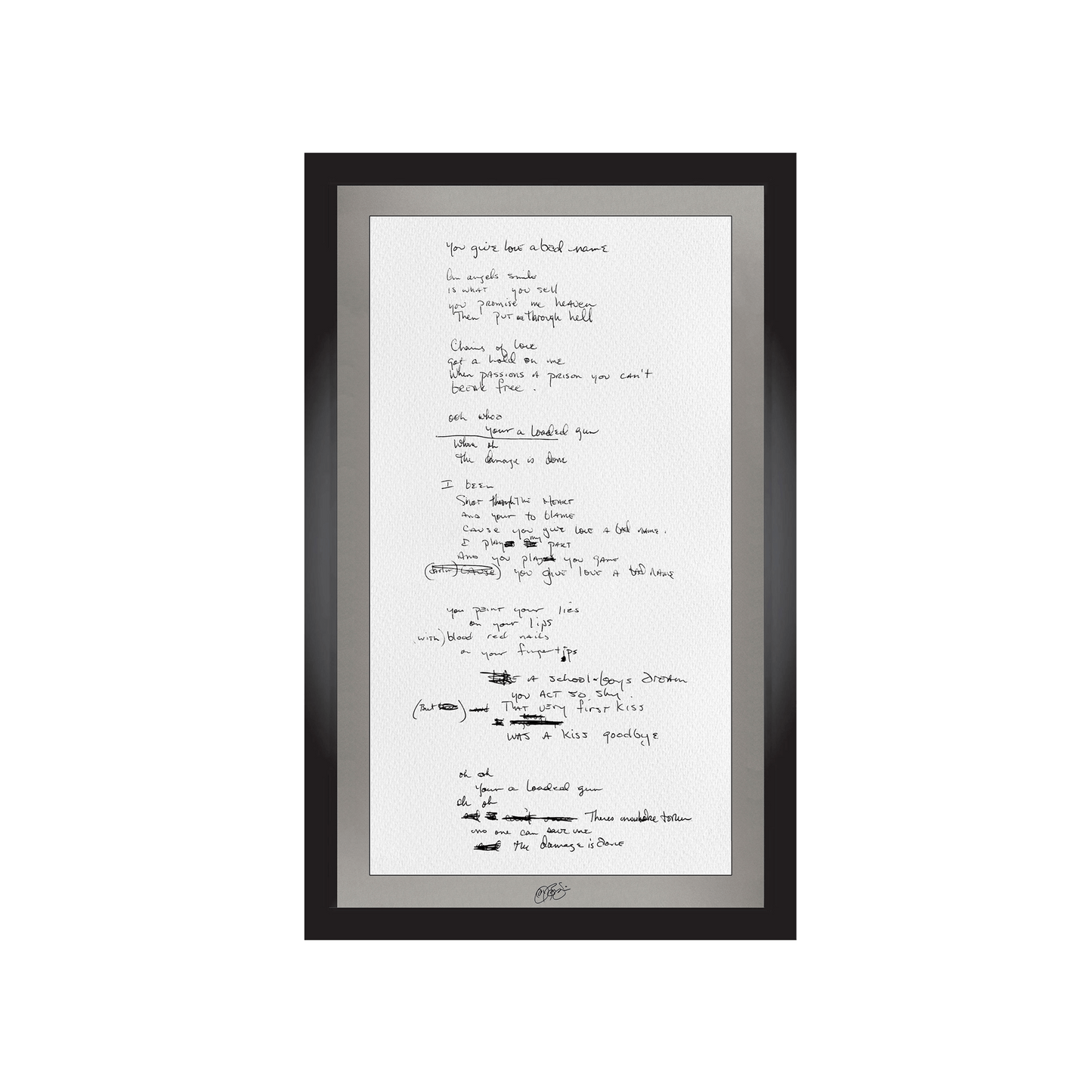 "You Give Love A Bad Name" Lyrics (Signed)