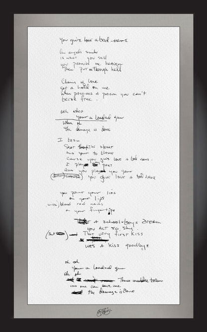"You Give Love A Bad Name" Lyrics (Signed)