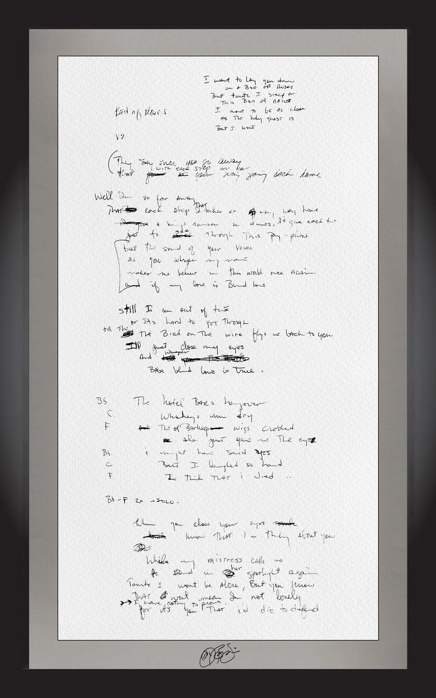 "Bed Of Roses" Lyrics (Signed)