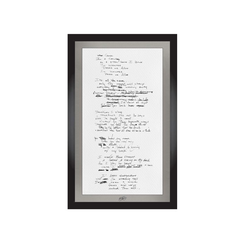 "Wanted Dead Or Alive" Lyrics (Signed)